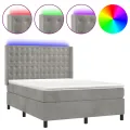 cadre de lit matelas et LED Gris clair 140x190 cm
