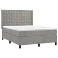 cadre de lit matelas et LED Gris clair 140x190 cm
