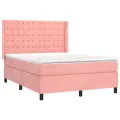 cadre de lit avec matelas Rose 140x190 cm Velours