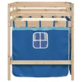 Lit mezzanine enfants et rideaux bleu 90x200cm bois pin massif