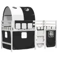 Lit mezzanine enfants et tunnel blanc/noir 90x200 cm pin massif