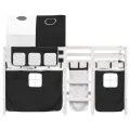 Lit mezzanine enfants et tunnel blanc/noir 90x200 cm pin massif