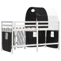 Lit mezzanine enfants et tunnel blanc/noir 90x200 cm pin massif