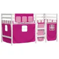 Lit mezzanine enfants et rideaux rose 80x200cm bois pin massif