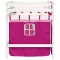Lit mezzanine enfants et rideaux rose 80x200cm bois pin massif