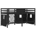 Lit mezzanine enfants et rideaux blanc/noir 90x190cm pin massif