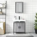 Ensemble de meubles de salle de bain 2 pcs Sonoma gris