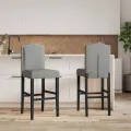 Chaises de bar lot de 2 bois massif d'hévéa et tissu