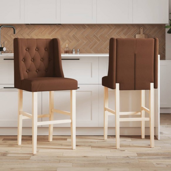 Chaises de bar lot de 2 bois massif d'hévéa et tissu