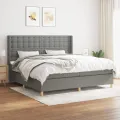 cadre de lit avec matelas Gris foncé 200x200cm Tissu