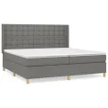 cadre de lit avec matelas Gris foncé 200x200cm Tissu