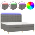 cadre de lit et matelas et LED Gris foncé 200x200 cm