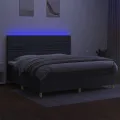 cadre de lit et matelas et LED Gris foncé 200x200 cm