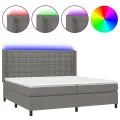 cadre de lit matelas LED Gris foncé 200x200 cm Tissu
