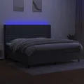 cadre de lit matelas LED Gris foncé 200x200 cm Tissu