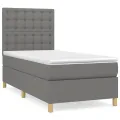 cadre de lit avec matelas Gris foncé 100x200cm Tissu
