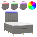 cadre de lit et matelas et LED Gris foncé 120x200 cm