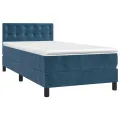 cadre de lit avec matelas Bleu foncé 100x200 cm