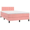 cadre de lit avec matelas Rose 120x200 cm Velours