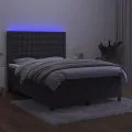 cadre de lit matelas et LED Gris foncé 140x190 cm
