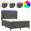 cadre de lit matelas et LED Gris foncé 140x200 cm