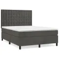 cadre de lit et matelas Gris foncé 140x200cm Velours