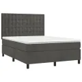 cadre de lit et matelas Gris foncé 140x200cm Velours