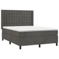 cadre de lit matelas et LED Gris foncé 140x200 cm