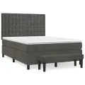 cadre de lit et matelas Gris foncé 140x190cm Velours