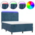 cadre de lit matelas et LED Bleu foncé 140x200 cm