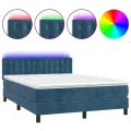 cadre de lit avec matelas LED Bleu foncé 140x190 cm