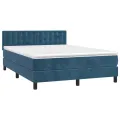 cadre de lit avec matelas LED Bleu foncé 140x190 cm