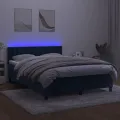 cadre de lit avec matelas LED Bleu foncé 140x190 cm