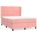 cadre de lit avec matelas Rose 140x190 cm Velours