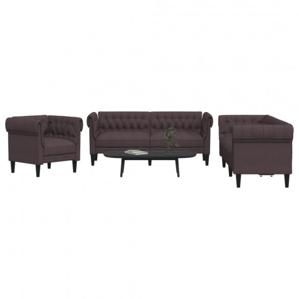 Ensemble de canapés 3 pcs marron foncé tissu