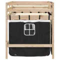 Lit mezzanine enfants et rideaux blanc/noir 80x200cm pin massif