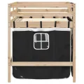Lit mezzanine enfants et rideaux blanc/noir 90x200cm pin massif