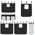 Lit mezzanine enfants et rideaux blanc/noir 90x200cm pin massif