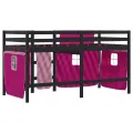 Lit mezzanine enfants et rideaux rose 90x190cm bois pin massif