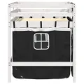 Lit mezzanine enfants et rideaux blanc/noir 90x190cm pin massif