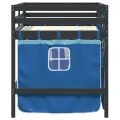 Lit mezzanine enfants et rideaux bleu 80x200cm bois pin massif