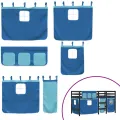 Lit mezzanine enfants et rideaux bleu 80x200cm bois pin massif
