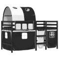 Lit mezzanine enfants et tunnel blanc/noir 80x200cm pin massif