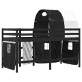 Lit mezzanine enfants et tunnel blanc/noir 80x200cm pin massif