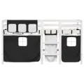 Lit mezzanine enfants et rideaux blanc/noir 90x200cm pin massif