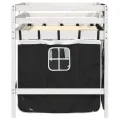 Lit mezzanine enfants et rideaux blanc/noir 90x200cm pin massif