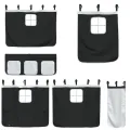Lit mezzanine enfants et rideaux blanc/noir 90x200cm pin massif