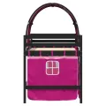 Lit mezzanine enfants avec tunnel rose 80x200cm bois pin massif
