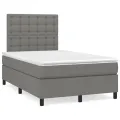 cadre de lit matelas LED gris foncé 120x190 cm tissu