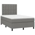 cadre de lit matelas LED gris foncé 120x190 cm tissu